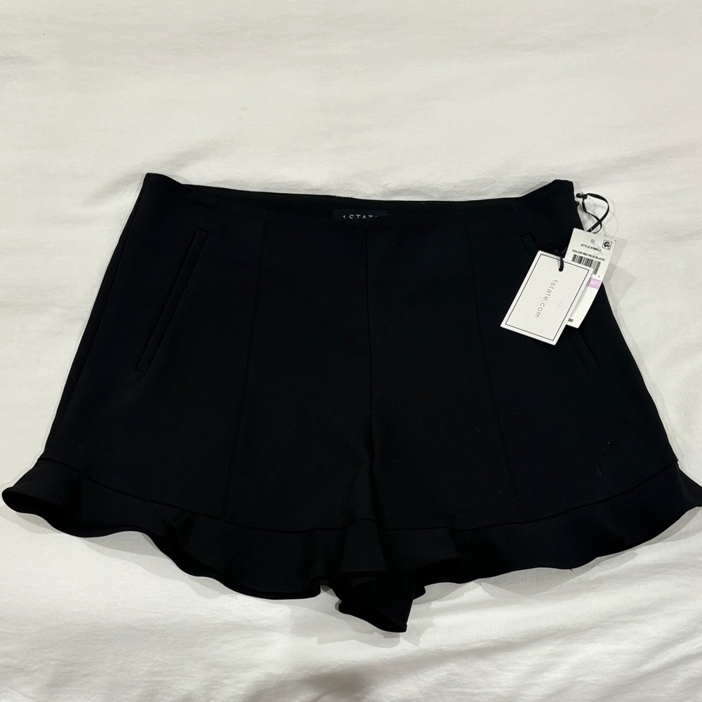 1. State Black Ruffle-Hem Shorts